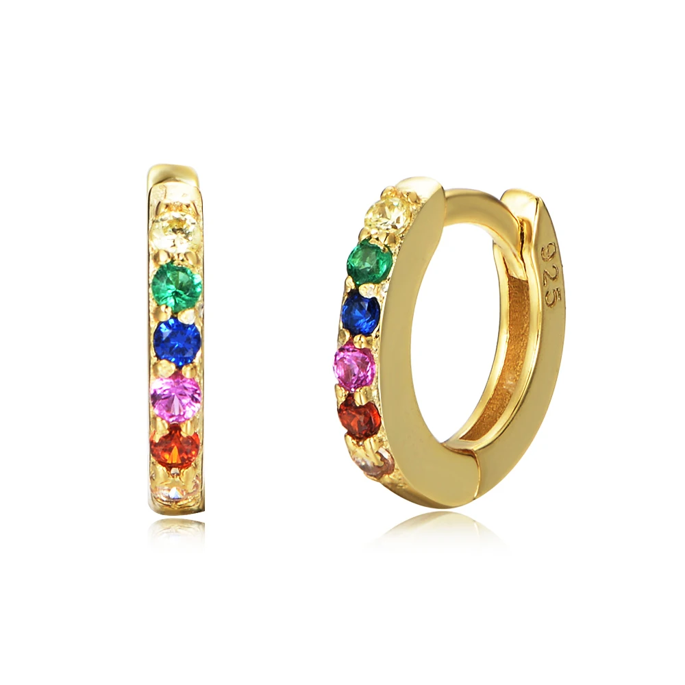 
Peishang Custom 925 Sterling Silver 14K 18K 24K Gold Plated CZ Cubic Zirconia Small Enamel Cuff Hoop Huggie Earrings Jewelry 
