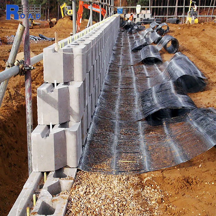 PP Uniaxial biaxial geogrid gravel ground grid 150kN triaxial geogrid geogrille road