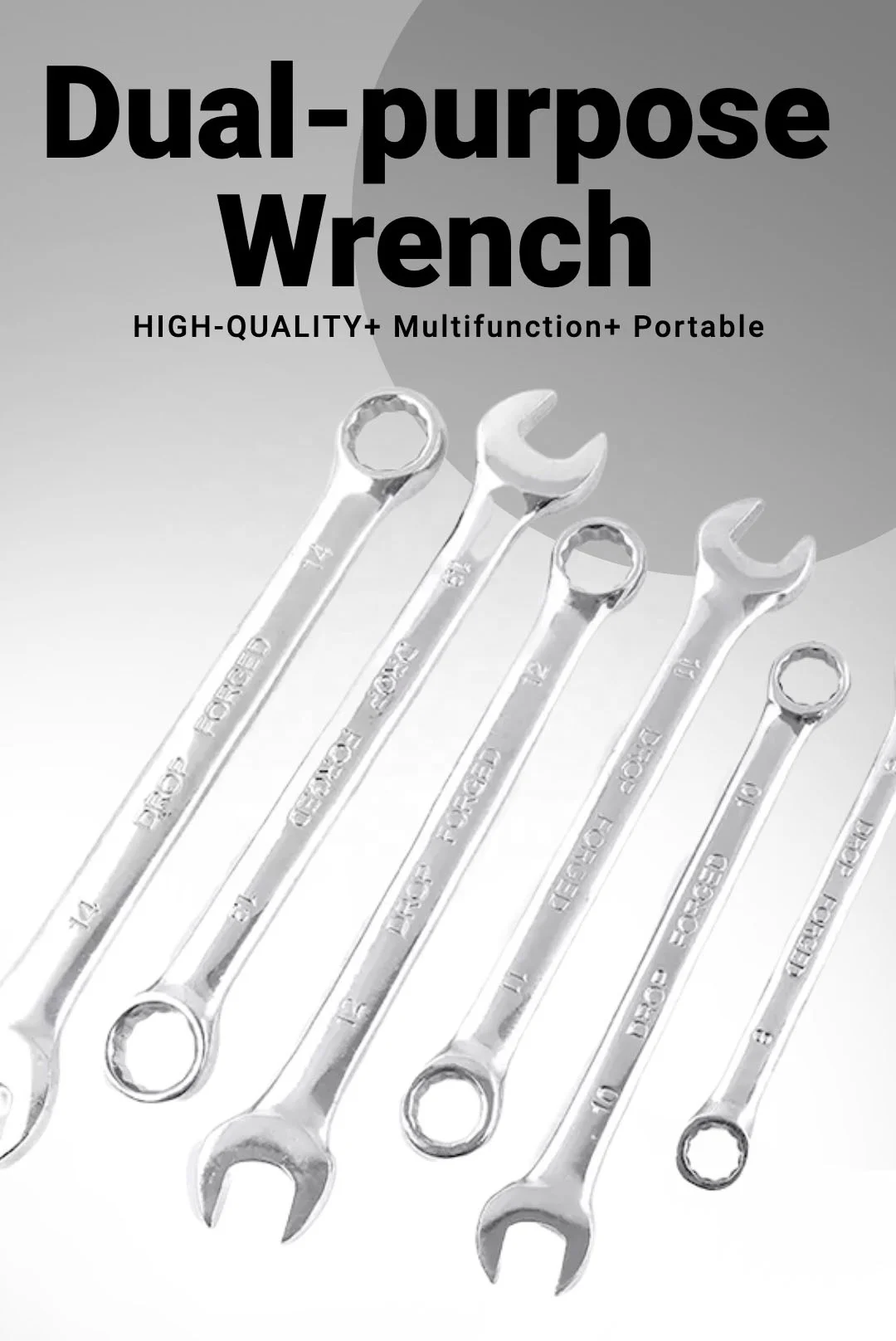 GULI OEM Chrome Vanadium Steel Metric Spanner Deep Double Ended Ring Wrench For Auto Repair