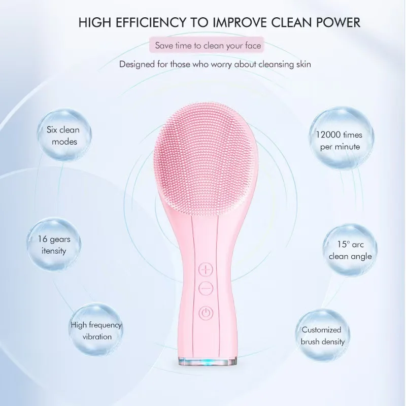 Rechargeable Silicone Face Scrubber Exfoliator Easy Use Facial Cleansing Brush Enhances Absorption of Facial Skin Care Products