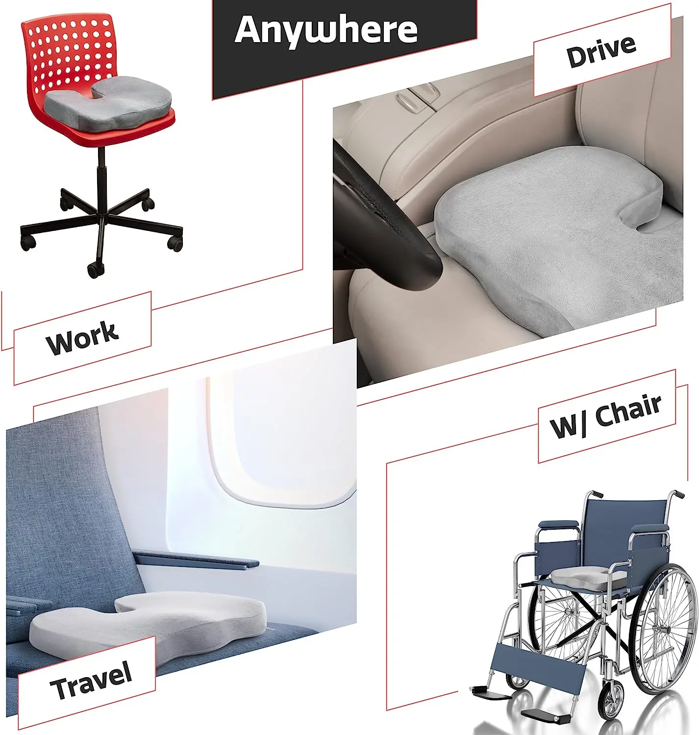 100% Memory Foam Seat Cushion Pillow for Chair