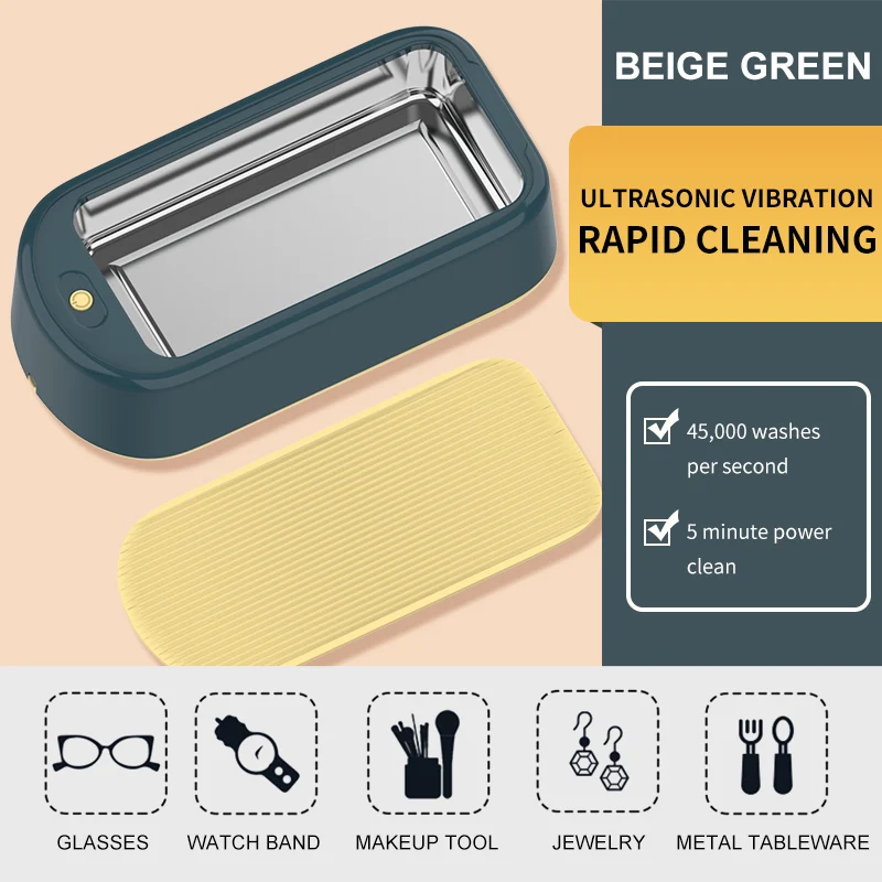 Multi Function Mini Portable Ultrasonic Cleaning Box for Jewelry Ring Earring Glasses
