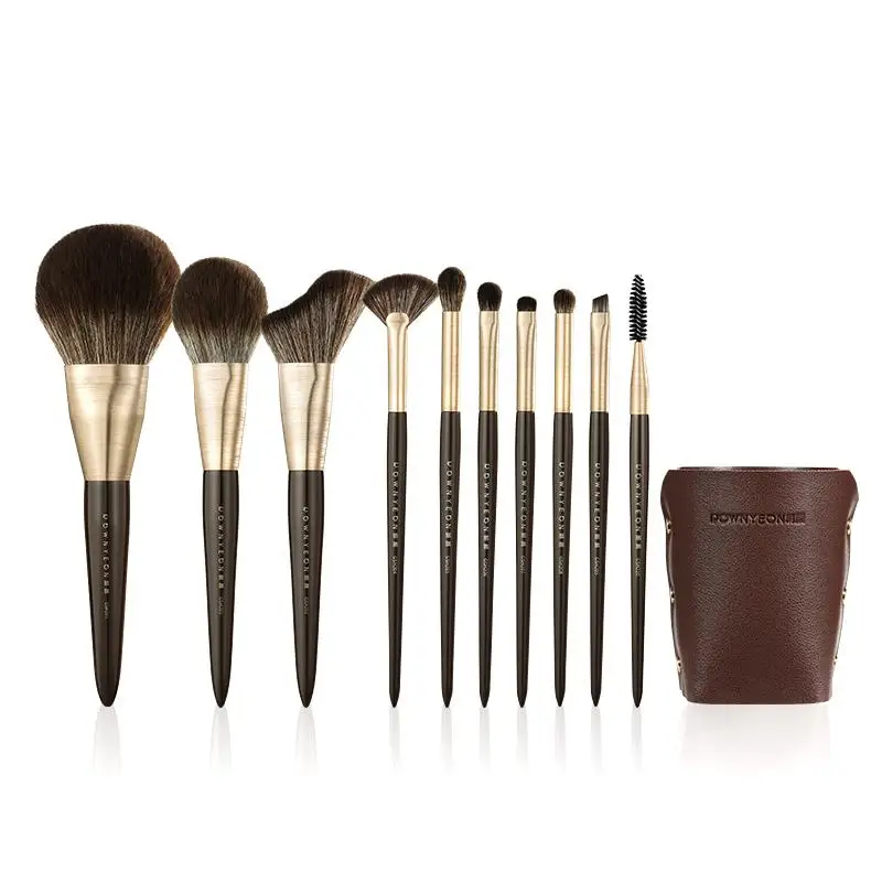 Brush Make Set Up Brown Luxury Makeup Brush Set Kit Wholesale Wood Handle Private Label Foundation Cosmetic Makeup Brushes