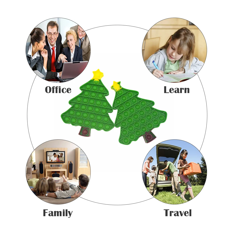 Pop Christmas Tree Shape Fidget Toys Push Bubble Anti Stress Toy Children Sensory Training Christmas Gifts