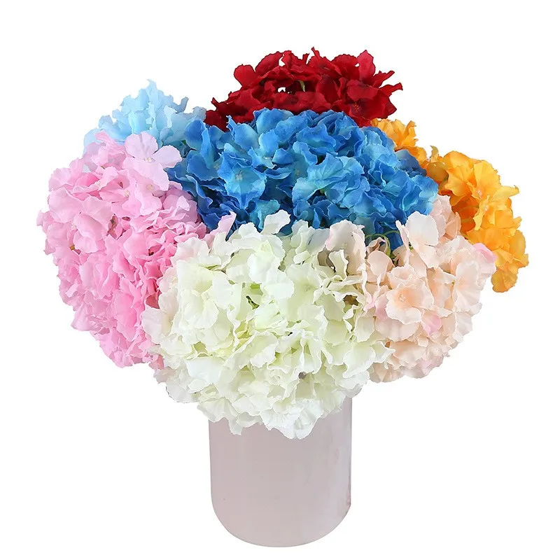 5 Heads Fake Hydrangea Silk Flowers for Wedding Centerpieces Bouquets DIY Floral Decor Home Decoration with Stems