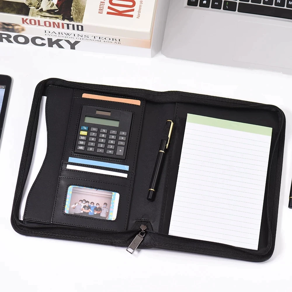 
Leather Executive Padfolio A4 Document Folder Binder With Card Holder 