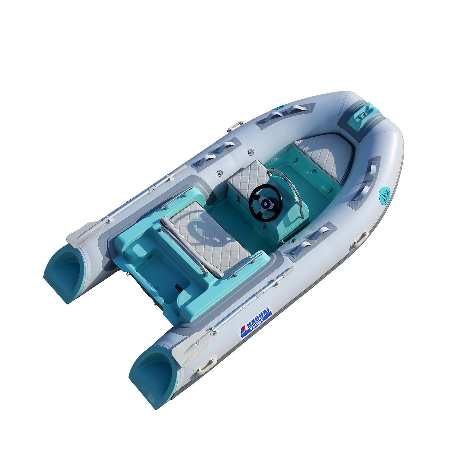 12ft Fiberglass Center Console Fishing Boat Hypalon Rib for Drifting Outdoors