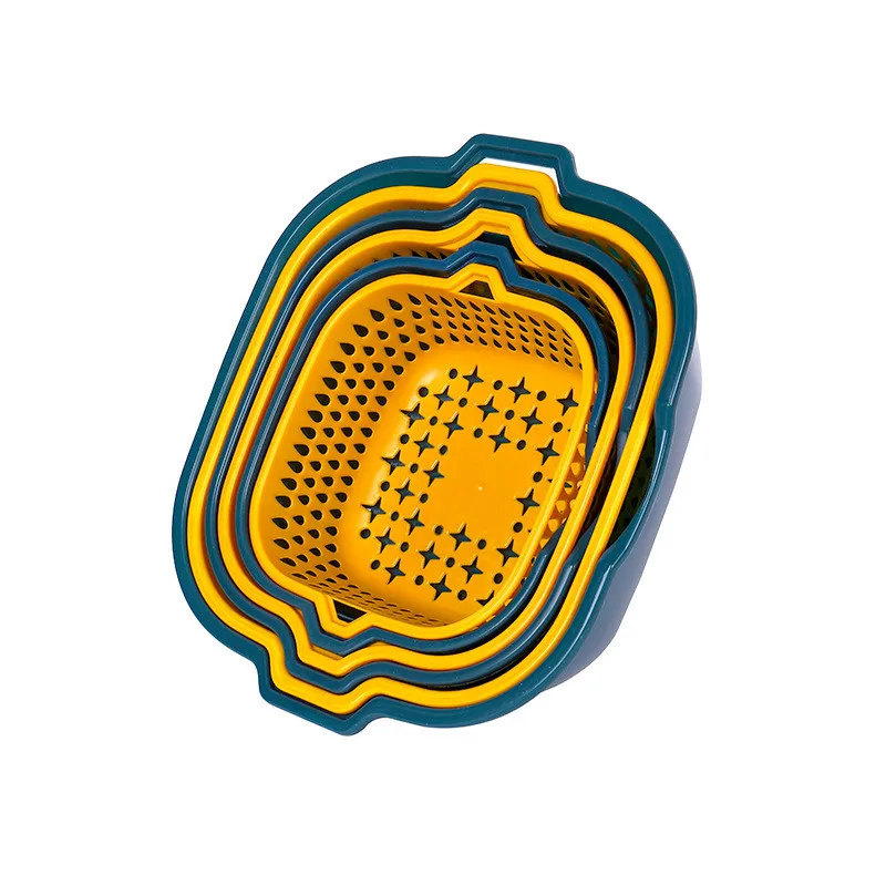 6-Piece Kitchen Multifunctional Drain Basket For Cleaning Draining and Storing Fruits and Vegetables Easy to Place Safe Material