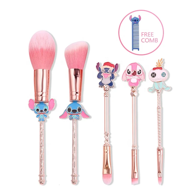 5 Pcs Cute Cartoon Stitch Makeup Brush Set  For Girls Gift  Tool Cosmetic Powder Eye Shadow makeup brushes Cepillo de maquillaje