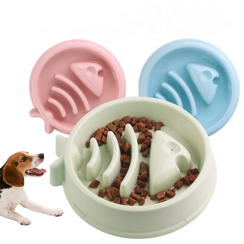 
Pet Supplies Non-slip Plastic Dog Slow Food Feeder Licking Sucker Fish Bone Design Anti-Choking Cat Feeding Bowl 