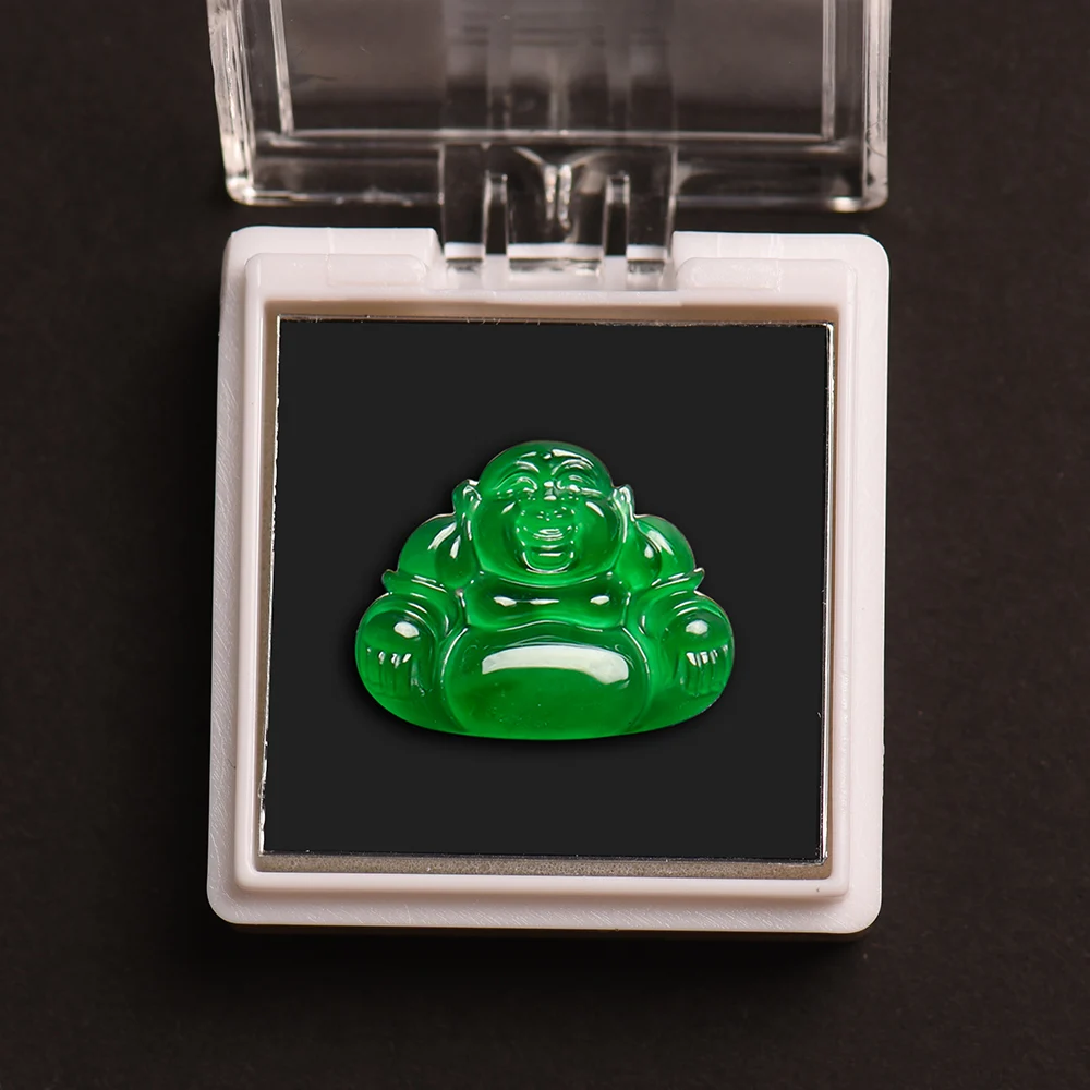 Certified Jadeite Buddha Pendant Green Jadeite Star-Shaped Charm High Quality Natural Stone 2ct Weight