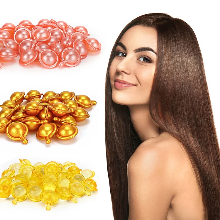 Private Label Hair Treatment Capsules Vitamins E Smooth Hair Oil Serum Moisturizing Repair Hair Vitamin Capsule