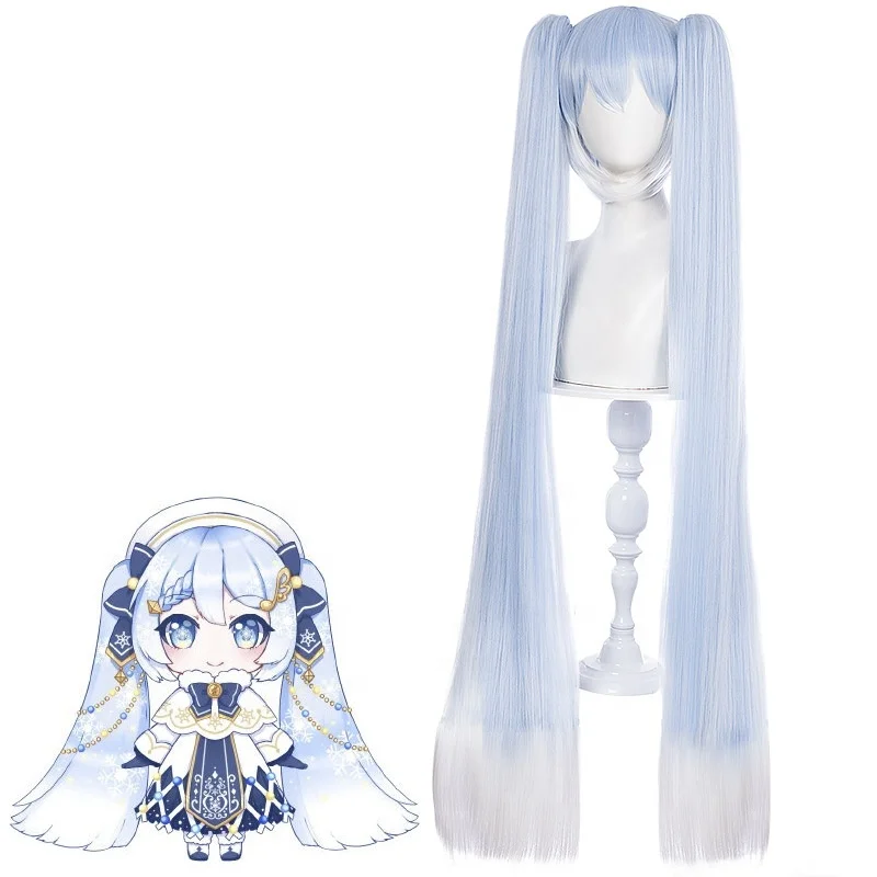 G&T Wig Hat-sune Mi ku Blue Anime Cosplay Wig,Snow Mi ku (Blue-grey) Synthetic Natural Long Wave Wigs for Halloween, Party Wig