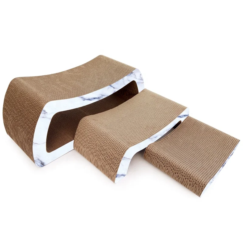 
kittens furniture protecrtor three pieces subtle curve scratching pad corrugated acrdboard paper cat scratchers with catnip 