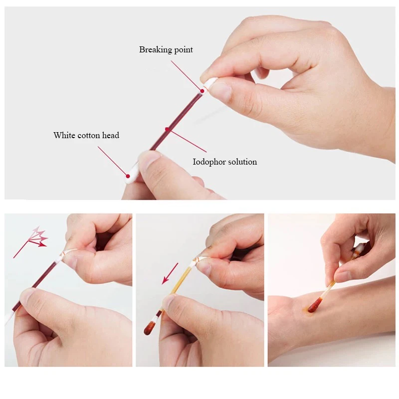 Liquid filled Alcohol cotton swabs Medical iodophor cotton swab