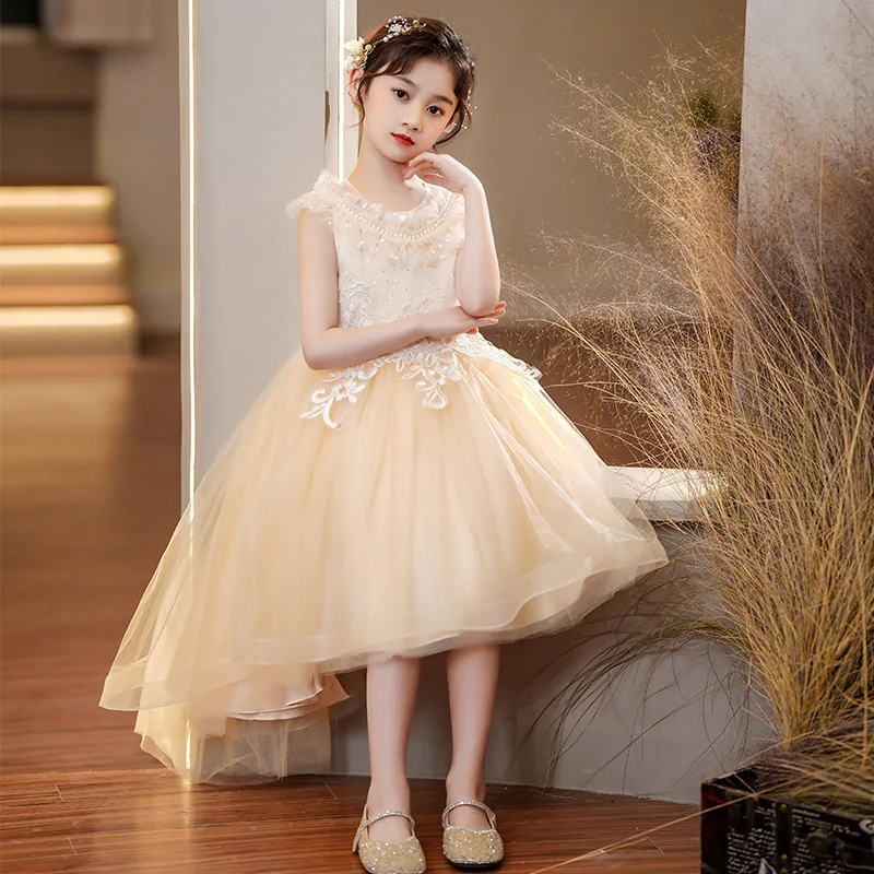 Formal dress Pompous gauze host model catwalk show performance dress trailing female baby princess skirt summer
