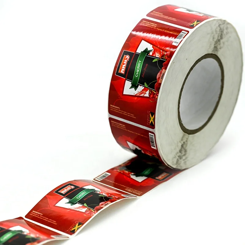 Private Label Drink Printing Waterproof Adhesive Cherry Juice Bottle Packaging Sticker Labels Drink Beverage Bottle Label