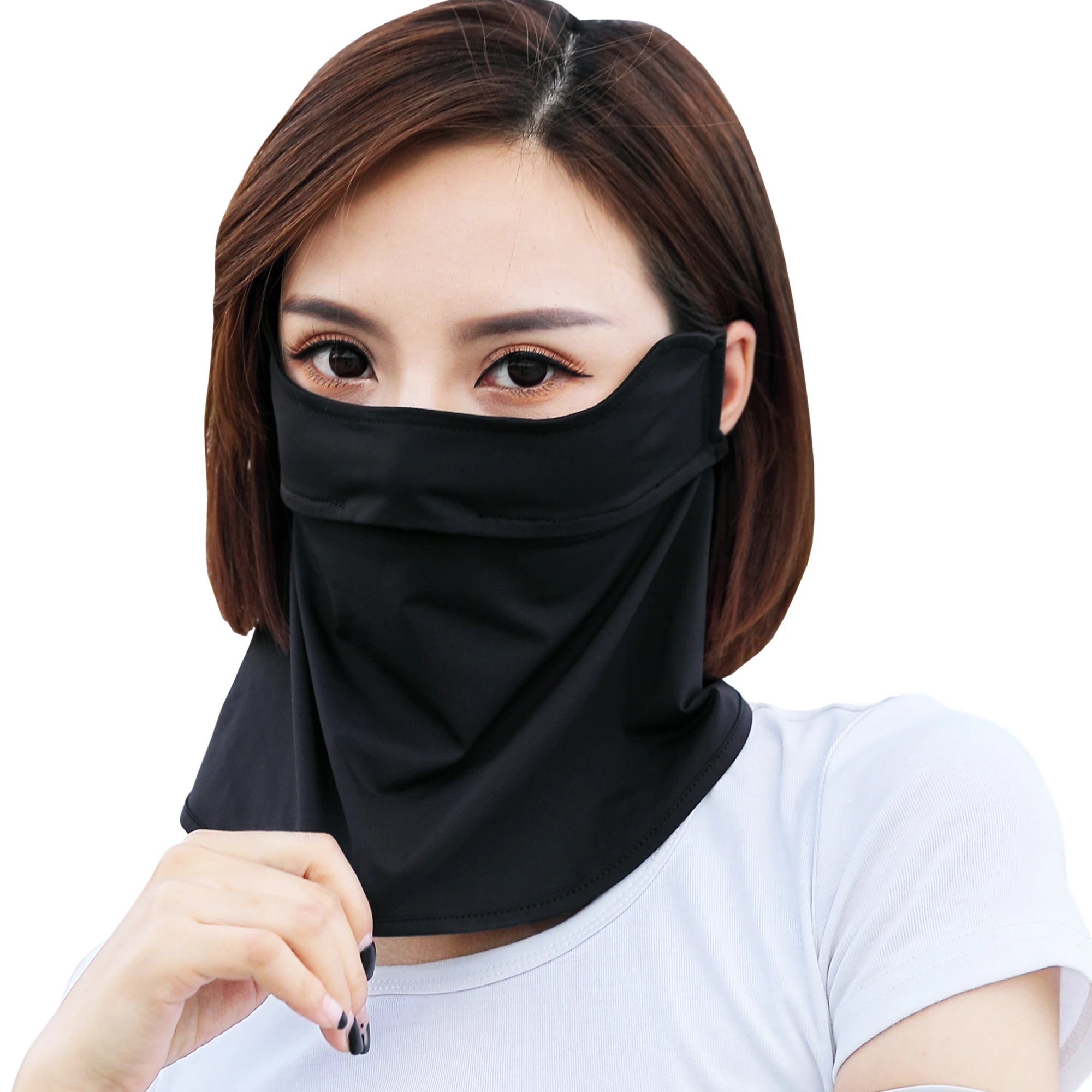 Summer Women UPF50 Fabric Ice Silk Sunsrceen Mask Breathable Sun Protection Veil for Cycling