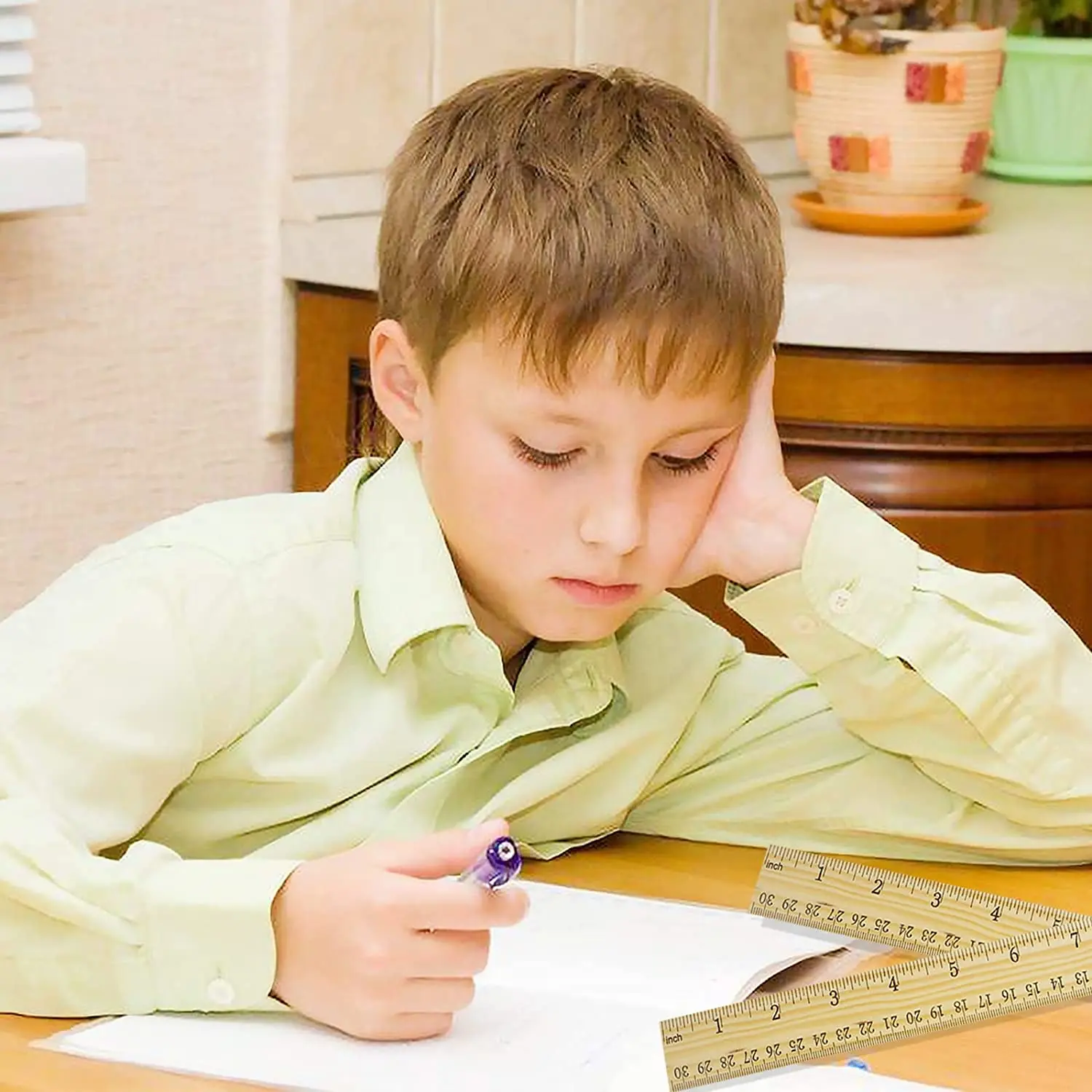 Hot Eco 15cm Wooden Rulers with Centimeters and Inches, Metric Wood Ruler for Students Drafting School Custom Printing