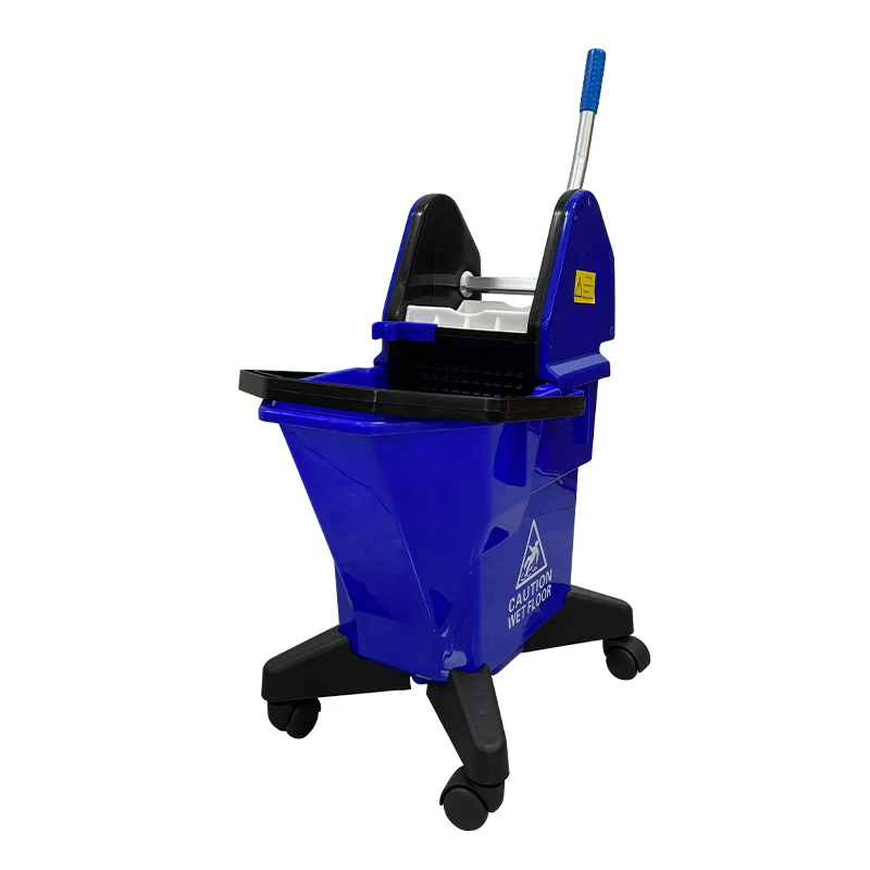Wholesale Manufacturer Durable Blue Water-Squeeze Drainable Plastic Wringer Trolley Mop Bucket With Wheels