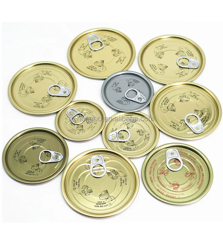 Round Tinplate Ring Pull Tab Easy Open End Caps Can Pull Metal Eoe Lid Covers For Food Tin Can Sealing