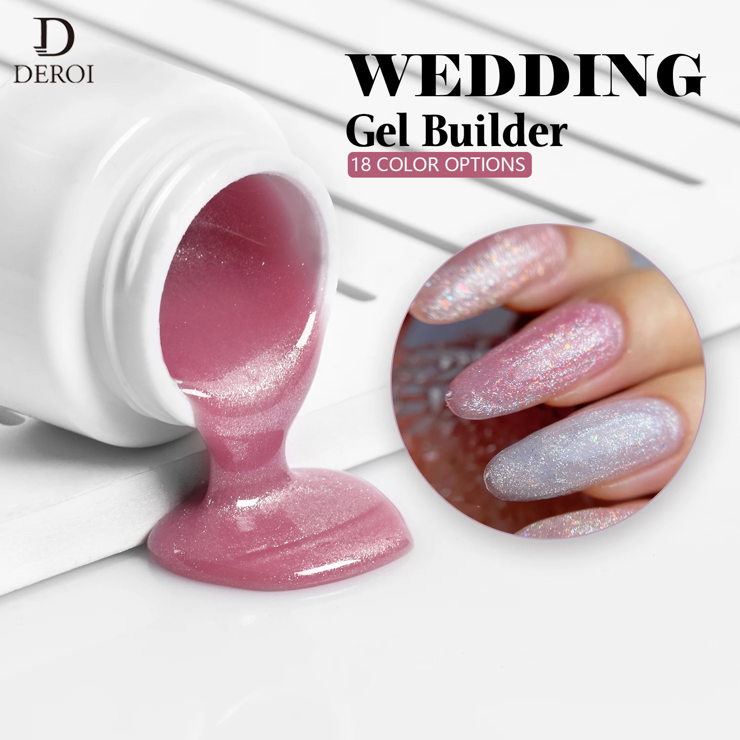 Deroi Pink Glitter Hard Builder Nail Gel Nail Polish Nude Color Extension Nail Gel Builder