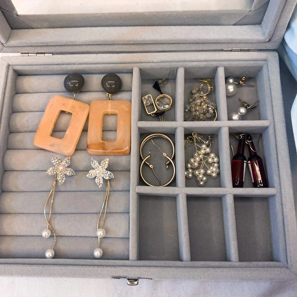 Wholesale Custom Transparent Cover Jewelry Storage Boxes Velvet Ring Earrings Necklace