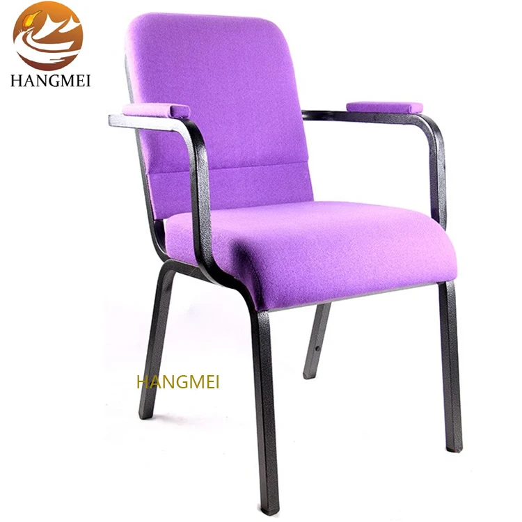 HM-C65 Popular Customization Black Iron Armrest Church Chair