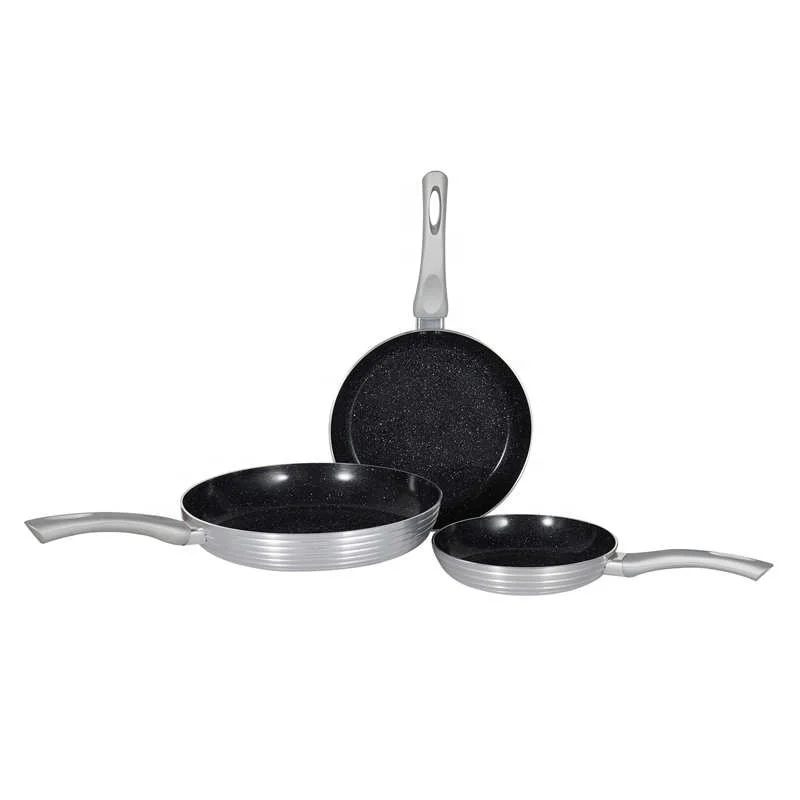 High Quality Low Price Forged Aluminum Marble Coating  Non-stick  Fry Pan with colored bakelite handle soft touch