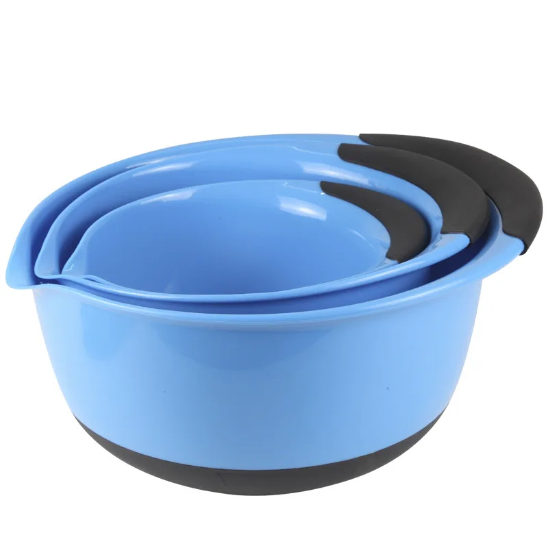 Smart Kitchen Plastic Mixing Salad Bowl with soft handle, set of 3pc