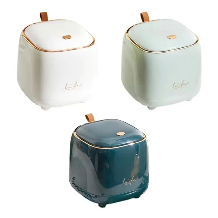 Cute Modern Desktop Mini Desktop Trash Can Table Bin for Office Hand Press