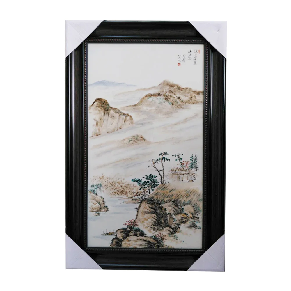 Малиновый цвет, пейзаж, ручная роспись, фарфоровая тарелка, живопись в старинном стиле