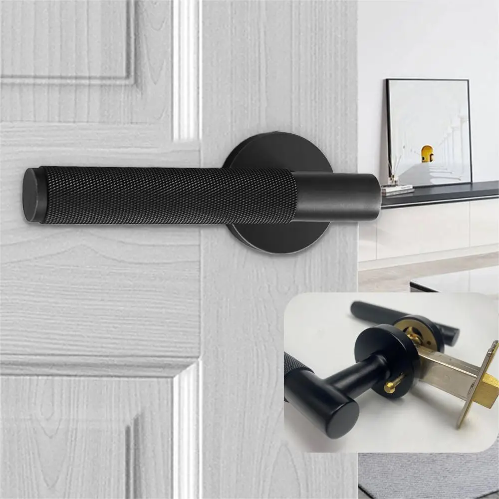 Right Open Privacy Matt Black door knob Solid Brass Passage Wholesale  Accessories Lever Modern Security Door Locks Handle
