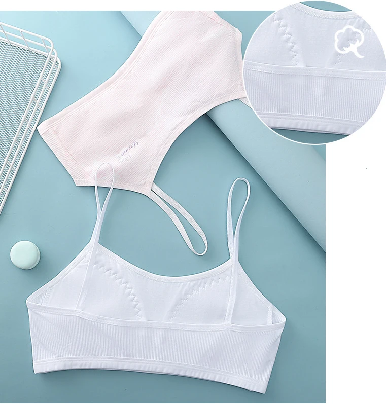 Soft And Comfortable Solid Print Cotton Little School Girls Bra For Sale