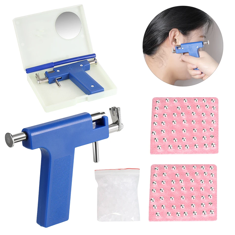 Professional Stainless Steel Ear Piercing Gun Kit with Ear Studs Plastic Handheld Body Piercing Tools Jewelry Engraving Tools
