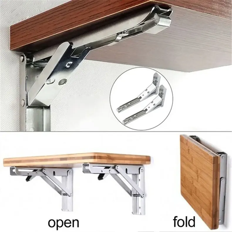Heavy Duty L Shape Folding Shelf Brackets Shelf Supports 90 Degree Stainless Steel Shelf Wall Mount Folding Table Bracket