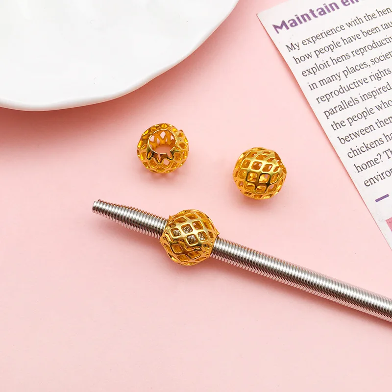 Yuku 1 Hollow Flower Ball Bead Copper 8mm Hole 4 DIY Ed Bracelet Large Jewelry Accessories