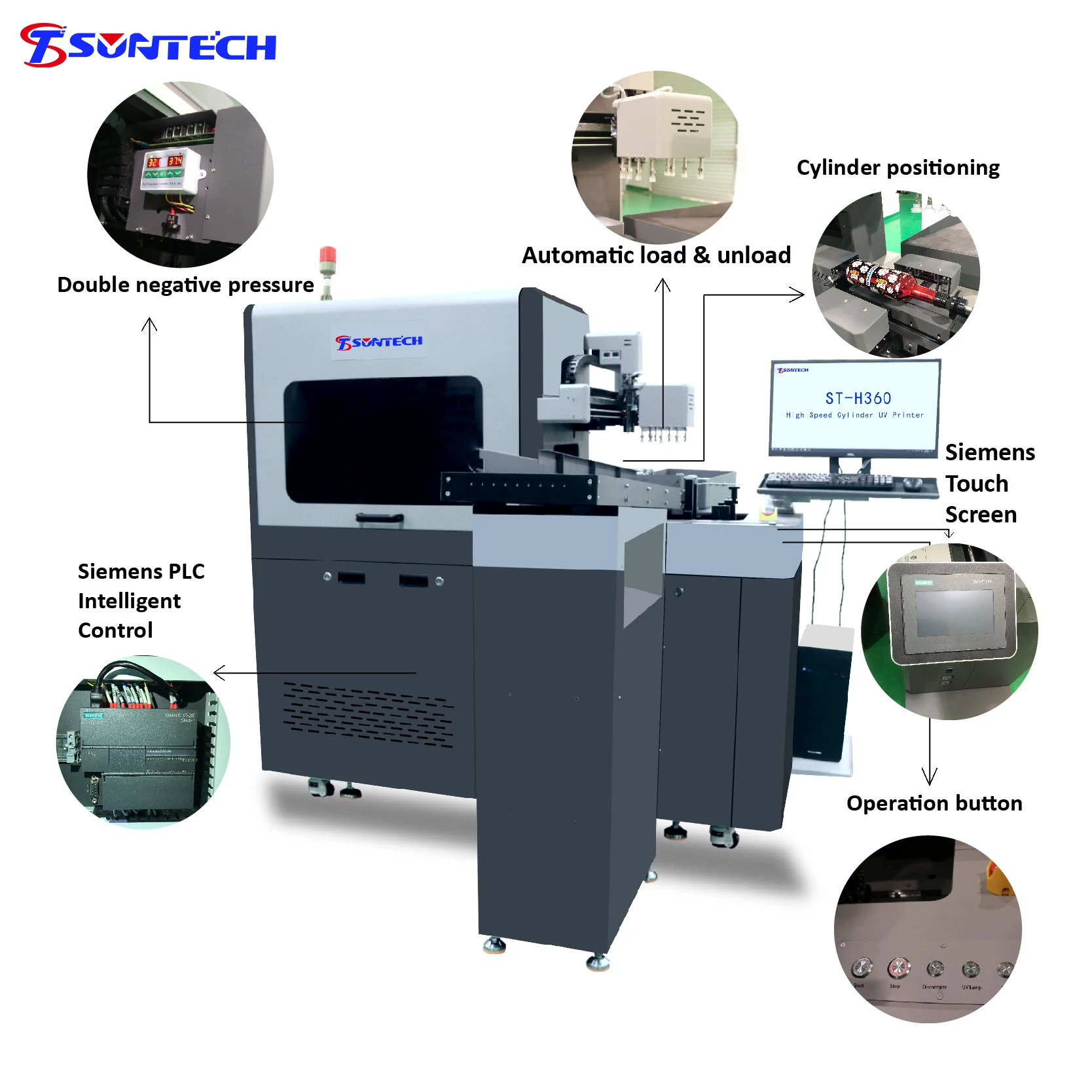Suntech supply 360roller UV color inkjet machine wine bottle car cup Stainless steel straw cylindrical cup Cone UV printer cheap