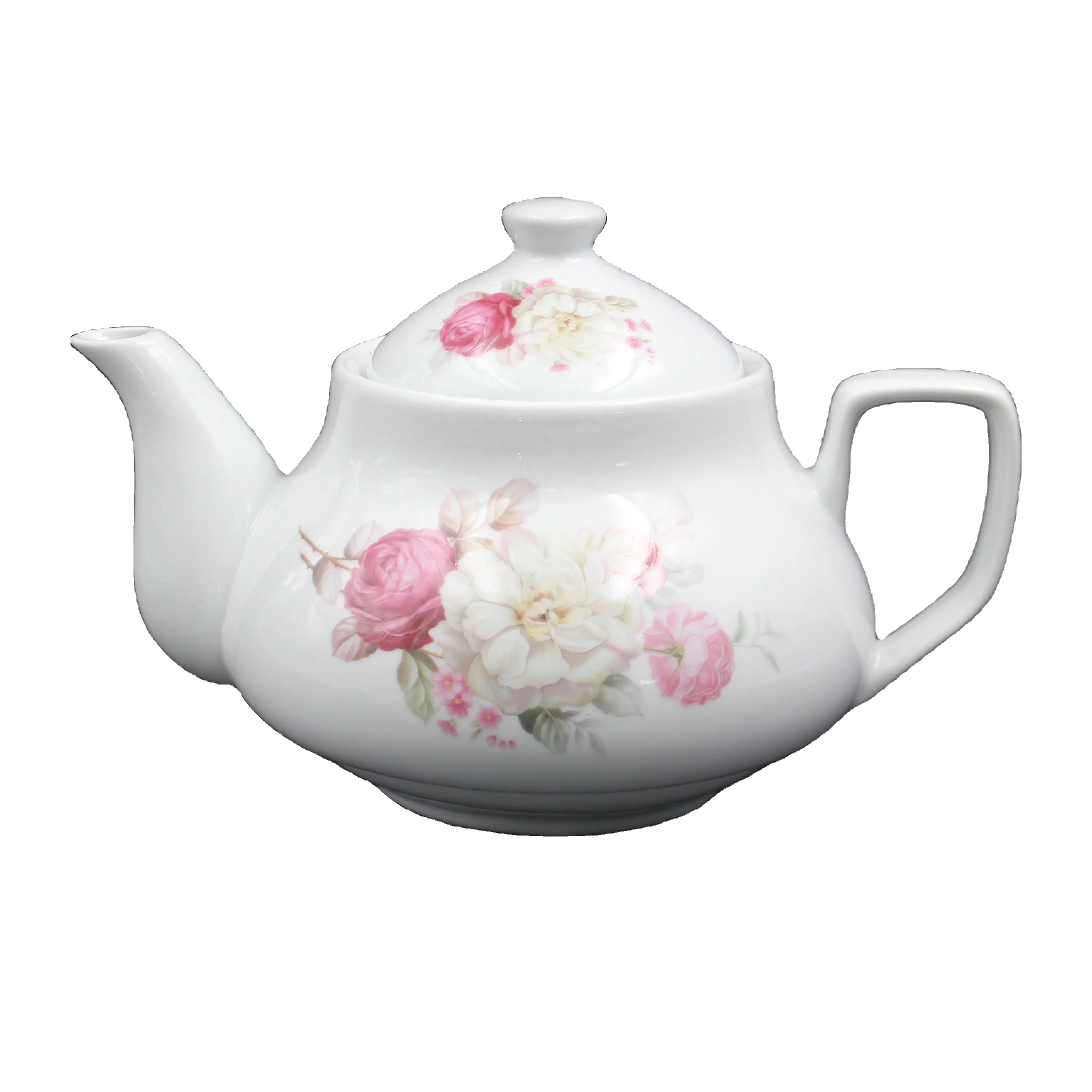 porcelain teapot with color box packing coffee kettle ceramic tea set flower decal high temperature