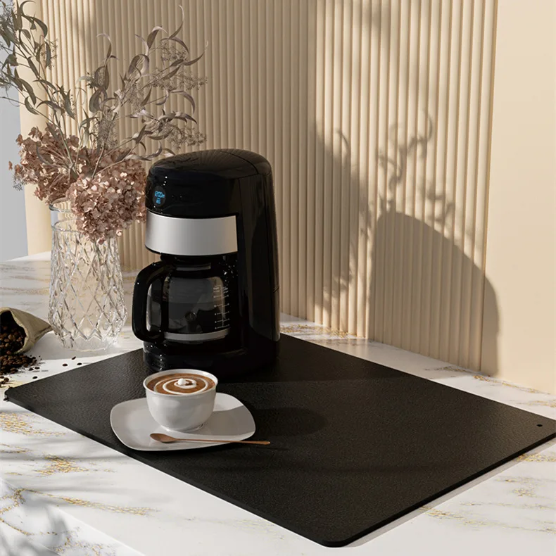 Super Absorbent Dish Drying Mat High Hide Stain Kitchen Countertop Pad Rubber Backed Tray Dinnerware Coffee Bar Pot Cup