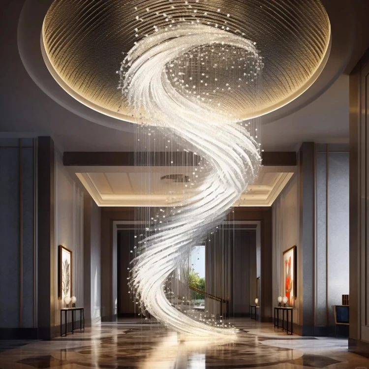 Custom Staircase Deco Pendant Light Hotel Lobby Living Room LED Morden Crystal Chandelier Pendant Lights