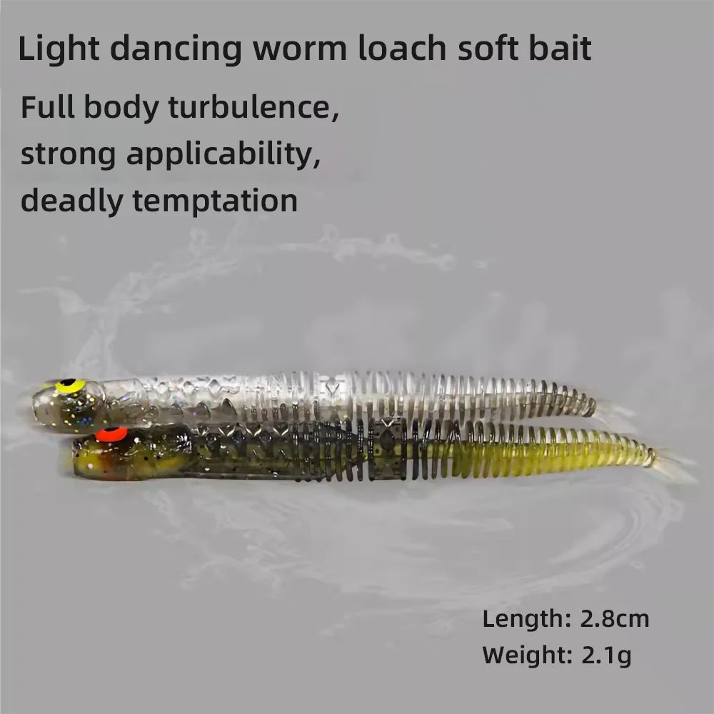 16pcs Soft Bionic Swimming Fishing Lure Simulation Loach Fishing Bait Worm Lure Kit Sea Fishing Accessories for Bass Trout Saltw