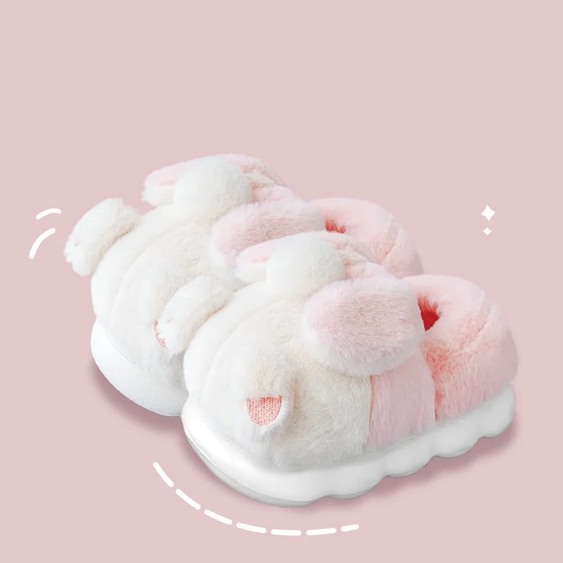 Factory Hot Sales Bedroom House Animal Slippers Non-Slip Plush kids Slides Home Shoes Plush Cute Kitten Fluffy Slippers