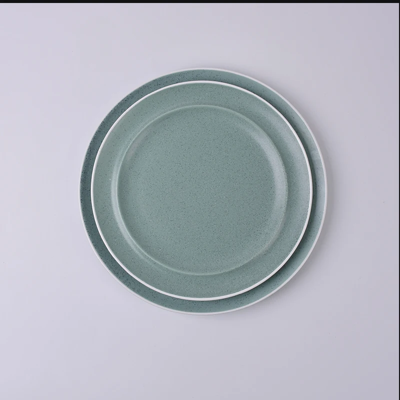 Fujian Dehua Factory  western Style Ceramic Plate Hotel Home Furnishing Simple Square Plate green glaze matte