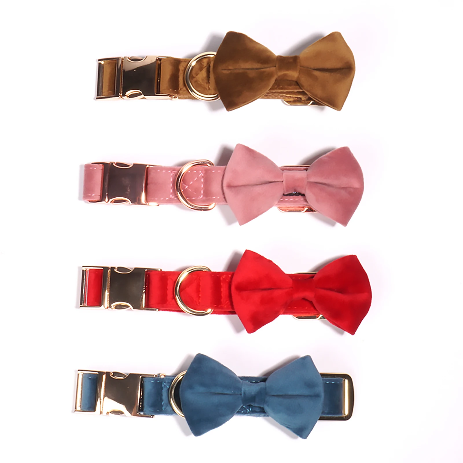 Top Seller Luxury Soft Comfortable Velvet Dog Collar and Leash Bow Tie Pet Supplies Puppy Necklace Custom Logo