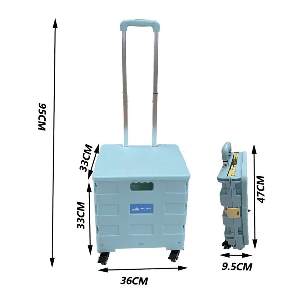 shopping cart folding case portable groceries trolley travel and picnic cart 4 wheel shopping container plastic foldable cart