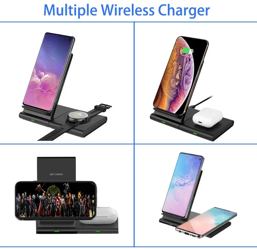 
Smacat Best selling products in USA Wireless Charger Stand 3 Coils Fast 2 in 1Wireless Charger 