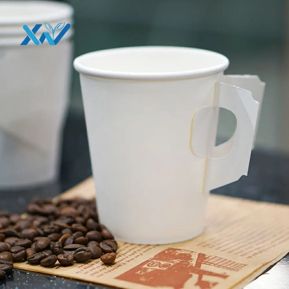 Single Wall Coffee Paper Cups with Handle for Hot Drink from China Custom Logo High Quality Disposable OEM & ODM Accept 20000pcs