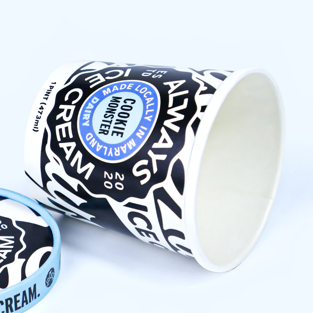 ZJPACK Eco Friendly Disposable ice cream packaging ice cream container tubs with lid paper ice cream cup