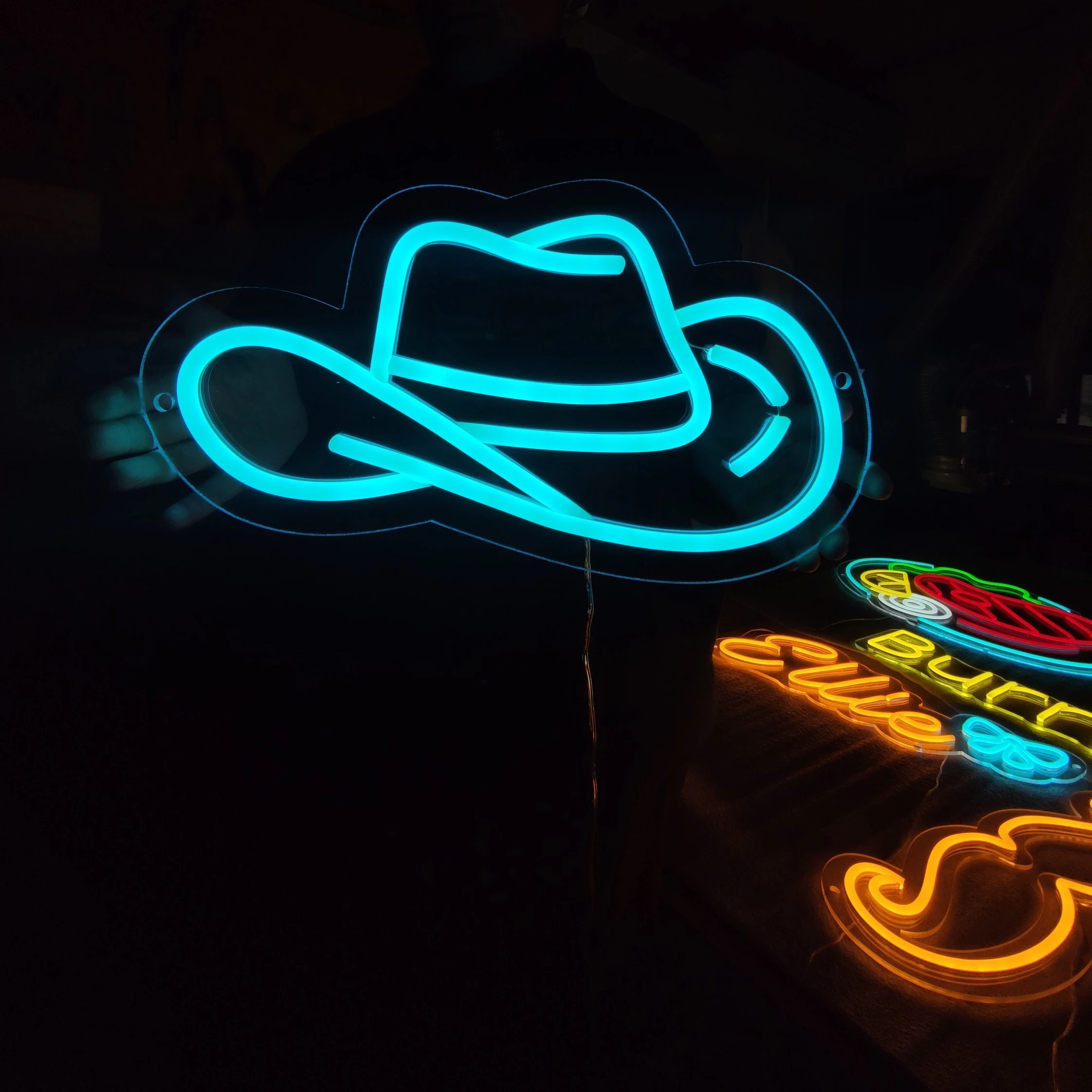 Neon Sign Hat Led Light Western Wall Home Cowboy Decor